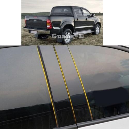 Car PC Material Pillar Post Cover Door Trim Window Piano Black Molding Sticker Plate For Toyota Tundra 2009 2010 2011-2015