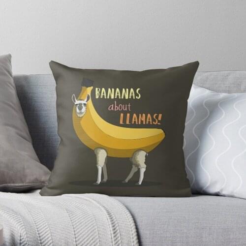 Bananas About Llamas! Throw Pillow Cushion Cover Polyester throw pillows case on sofa home living room car seat decor 45x45cm