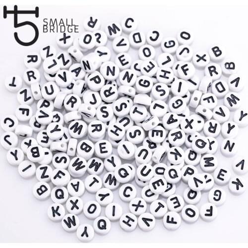 4*7mm Loose White Acrylic Alphabet Letter Beads For Bracelet Jewelry DIY Finding with Hole Plastic Round Beads Wholesale P602