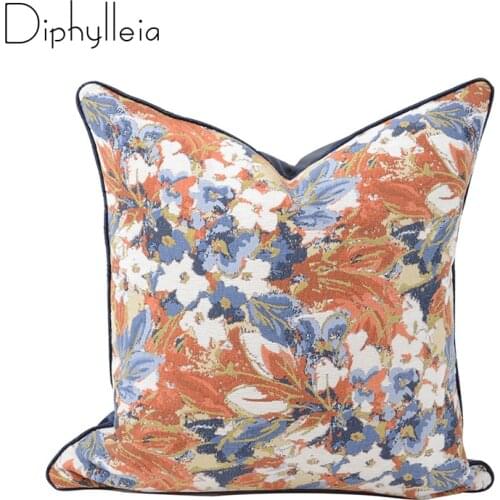 Diphylleia Hawaii Style Home Decorative Cushion Cover Colorfull Flowers Jaquard Designer Throw Pillow Case Sofa Living Room