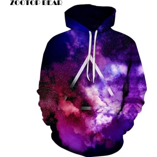 Purple Galaxy Space Triangle Mens Hoodies 3D Prints Hoodie Sweatshirt Drop Ship Hoody Pullover Plus Size ZOOTOP BEAR