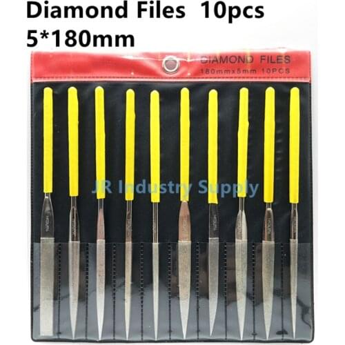 Jrealmer 10pcs Assorted Best Diamond Needle File Set Sharpening 5x180mm Jeweler Diamond Gringding Carving Craft Tool