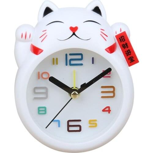 Chinese Lucky Cat Clock Feng Shui Figure Clock in Colourful Box Kids Alarm Clock
