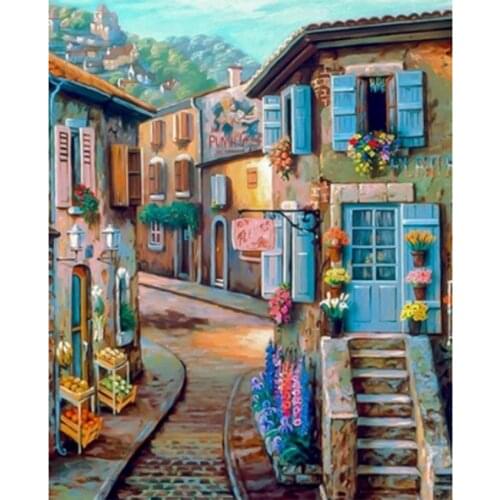 Square Round Diamond Painting Street Figure 5D DIY Diamond Embroidery Mosaic House Landscape Art Kit Home Decoration WG2342