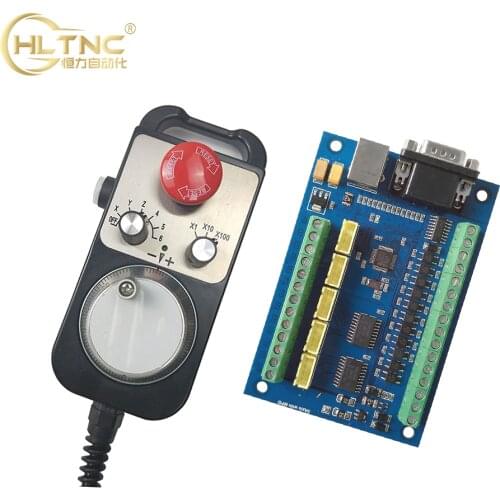 New MACH3 USB 5 Axis 100KHz USB CNC Smooth Stepper Motion Controller card breakout board + High-quality industrial hand wheel