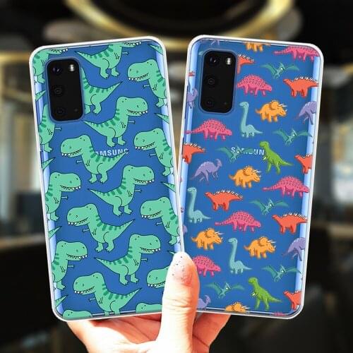 Cute Cartoon Dinosaur Baby Phone Case For Samsung S20 FE Ultra S10 Lite S9 S8 Plus S6 S7 Edge S10E Clear Soft TPU Silicone Cover