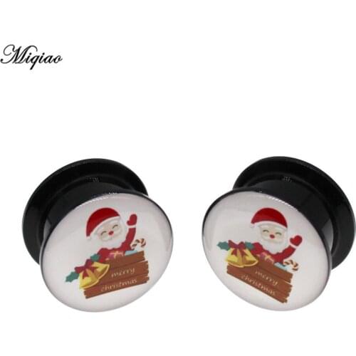 Miqiao 2pcs Explosive Santa Claus Double Horn Ear Amplifier 4mm-25mm Piercing Jewelry