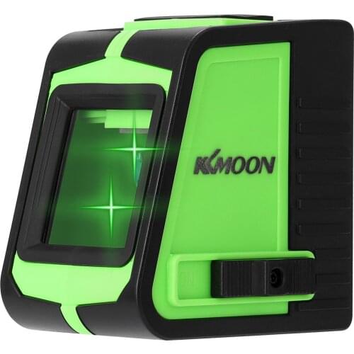 KKmoon Multifunctional 2 Lines Laser Level Large Window Leveling Tool with Sound Alarm Function Powerful Green Beam Laser Level