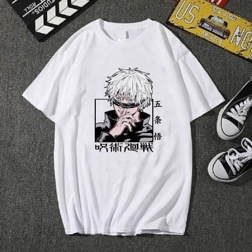 Hot Anime Jujutsu Kaisen White T-shirt Fashion O-neck Casual Man and Woman Cloth