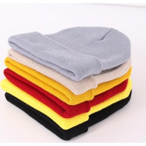 Man Woman Warm Hat Kids Cotton Hat Outdoor Sports Leisure Caps Hat Knitted Hat Cap Pure Color Woolen Cap