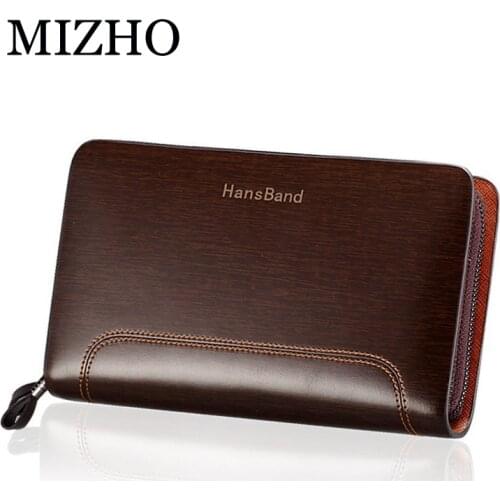 Men Genuine Leather Wallet Large capacity double zipper Purse Casual Long Business Male Clutch Wallets Large capacity Clutch bag