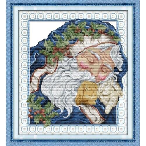 Joy Sunday Intoxicated Santa Claus Cross Stitch Kit 14CTDMC Cross Stitch Printed Canvas Needlework Set Christmas Home Decoration