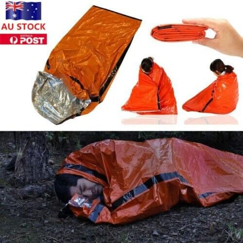 Orange Emergency Sleeping Bag Camping Outdoor Survival Tarp Shelter 200*91CM