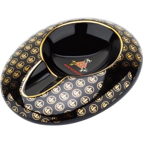 Black Porcelain Cigar Ashtray Single Holder Portable Cigarette Ash Tray Gift Box Tobacco Smoking Tool Accessories For Cohiba