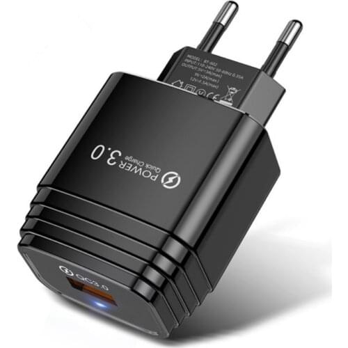 Portable 18W Single USB QC3.0 Fast Charging Wall Charger Phone Power Adapter For iPhone iPad Xiaomi Samsung