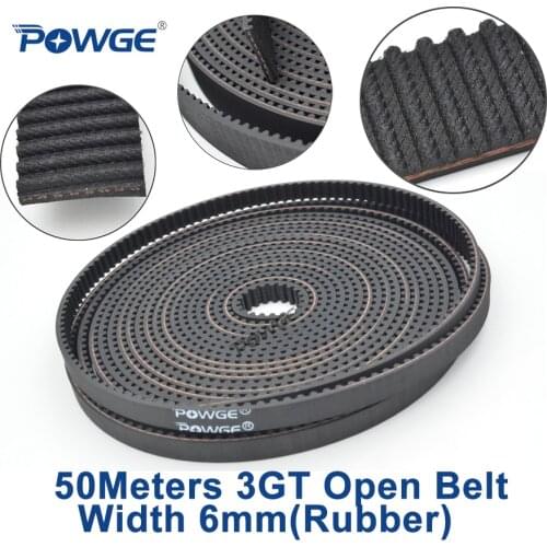 POWGE 50meters GT 3MGT 3GT Open Synchronous Timing belt 3GT 6 Width 6mm 3GT-6 Rubber GT3 3KC pulley Small Backlash 3D printer