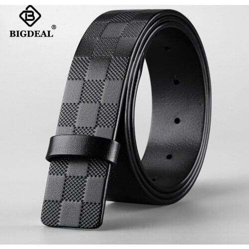 TOP Quality Genuine Leather Belts for Men Without Buckle Brand Strap No Buckle Men Belt Jeans Cowskin Waistband Fashion 3.8cm