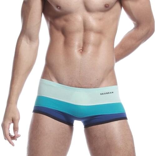 SEOBEAN Boxer hombre Anchor knickers lingerie Mens Cotton Striped Boxer Underwear ropa interior Man Intimate