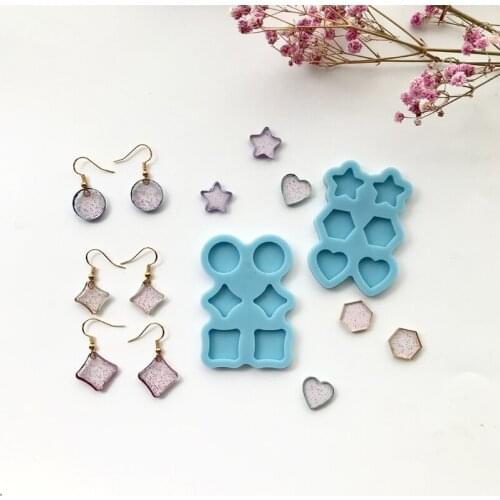 Multi-combination Diamond Ear Studs Earrings Epoxy Resin Mold Jewelry Pendant Casting Silicone Mould DIY Crafts Ear Dangle Makin