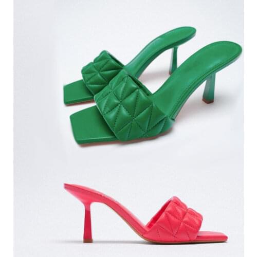 Slippers Casual Multicolored Sandals Shallow High-Heeled Shoes Lady Slipers Women Pointed Toe Slides Female Mule Luxury Thin Sum