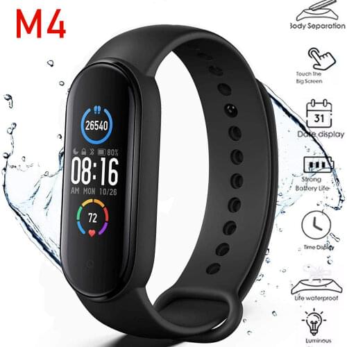 M4 Smart Watch Men Women Clock Heart Rate Blood Pressure Monitoring Tracker Fitness Wristband Bluetooth Connection Waterproof