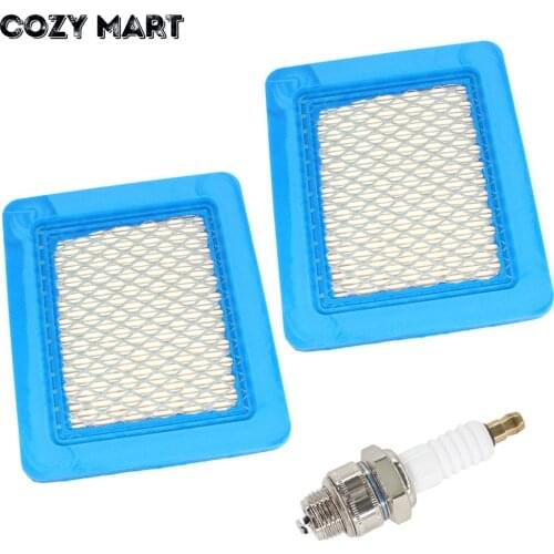 2pcs Air Filter for Briggs and Stratton 491588S 399959 Quantum Series 625 650 Mowers Parts Champion RJ19LM B2LM Spark Plug