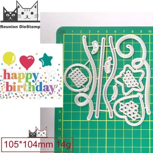 Cut Die Christmas Celebration Ribbon Balloons Metal Cutting Dies DIY Scrapbooking Steel Craft Die Cut Embossing Paper Cards