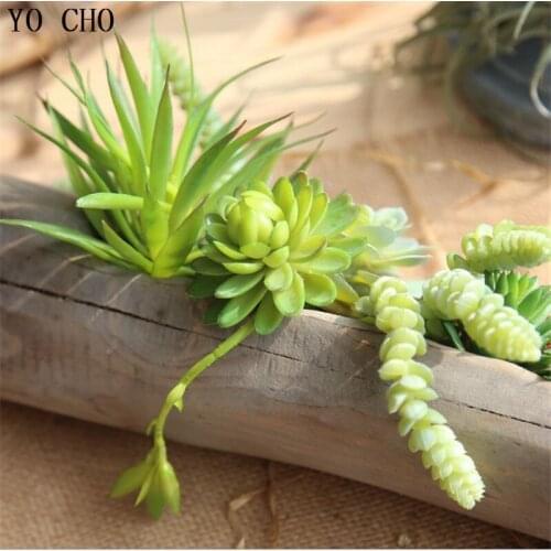 YO CHO 6PCS Artificial Succulents Plant Lotus Landscape Small Bonsai Real Touch Fake Flowers Potted Home Party Decoration DIY