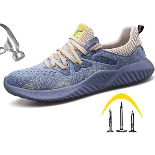 Safety Work Shoes Men&Women Smash-proof Puncture Safety Boots Steel Toe Protective Shoes Lightweight Flying Woven Mesh Sneakers