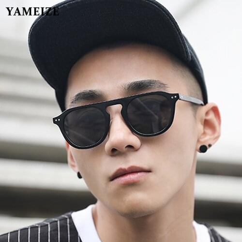 YAMEIZE Fashion Punk Sunglasses Women Men Retro Round Flat Top Eyeglasses Vintage Sunglasses Oculos De Sol Feminino UV400