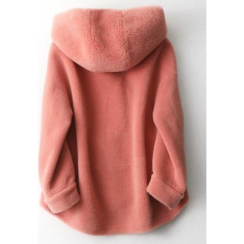 Real Sheep Shearling Fur Coat Female Jacket 2020 Autumn Winter Jacket Women Hooded Wool Coats Chaqueta Mujer MY3539