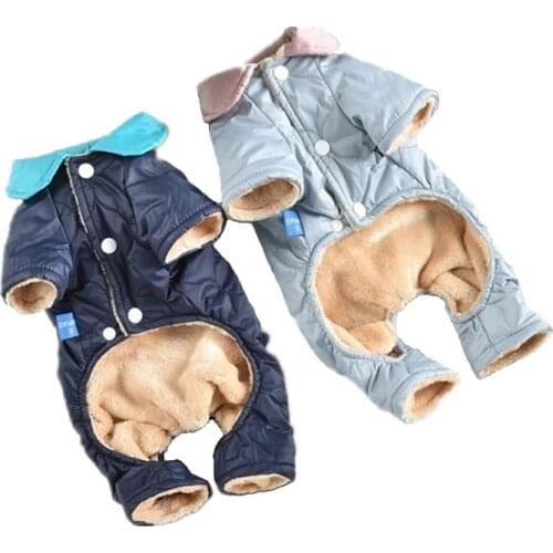 Winter Dog Overalls Thicken Warm Dog Down Jacket Pet Dog Jumpsuit Small Dogs Windproof Outfit Bichon Frise Coat Poodle Costume