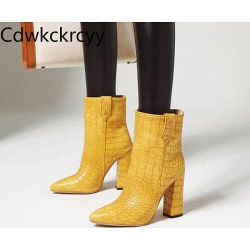 Winter The New Europe and America fashion Pointed Thick heel Martin boots Plus cashmere Keep warm High heel Women boots 36-43