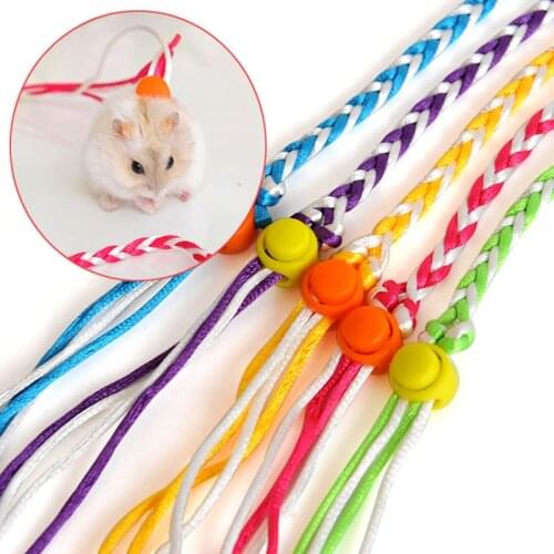 1.4/2M Random Color Hand Woven Adjustment Pet Squirrel Rabbit Traction Rope Pet Guinea Pig Hamster Winding Rope Pet Accessories