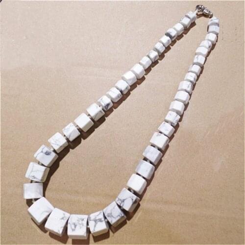1 Strand/43Pcs Best Gift Fashion Jewelry Natural White Howlite Facet Hexagon Unisex Pendant Necklace Length 210mm