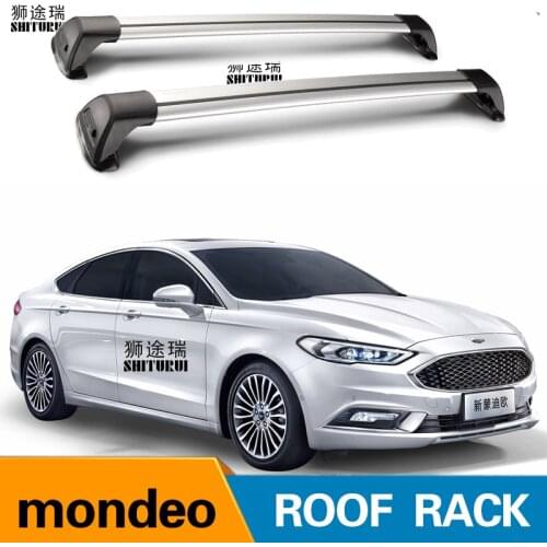 2 pcs For FORD mondeo 2007+ 2015 2019 MK.V MK.IV roof bar car special aluminum alloy belt lock Led shooting RACK CORSS rack