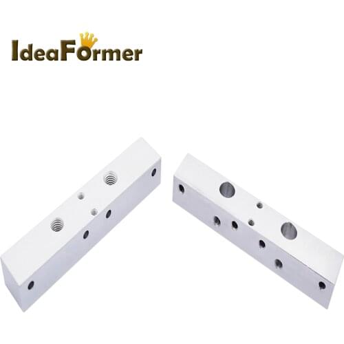 3D Printer MK8 Double Head Throat Tube Aluminum Fixing Block Silver Color 87*13*16mm for 3D Printer Extruder Parts