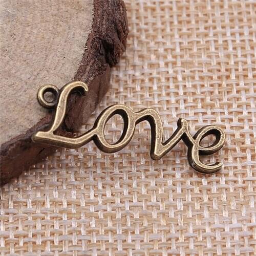 Free shipping 65pcs 30x10mm antique bronze love charms diy retro jewelry fit Earring keychain hair card pendant accessories