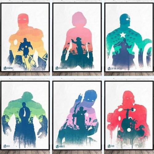 Watercolor The Avengers Marvel Superhero Poster Paintings on Canvas Spiderman Street Art Wall Picture for Living Room Home Decor