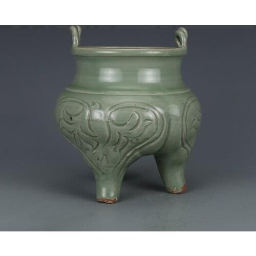 Antique SongDynasty porcelain pot,Longquan kiln green glaze incense burner,Home Decoration collection & adornment,Free shipping