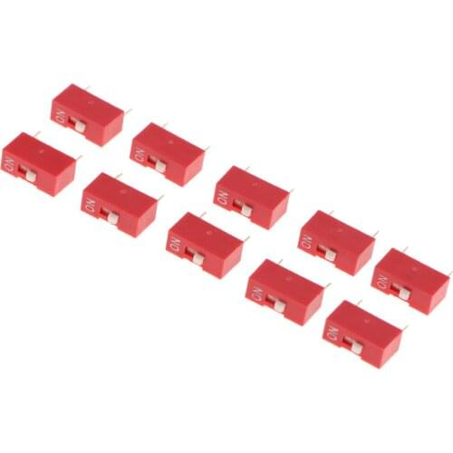 Baoblaze 10 Pieces Red 2.54mm Pitch 1 2 3 4 5 6 8 Position Way Slide Type DIP Switch