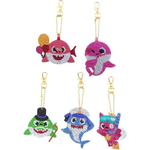 Handmade Diamond Painting Crafts Keyring Keychain Pendant - Sea Fish Design