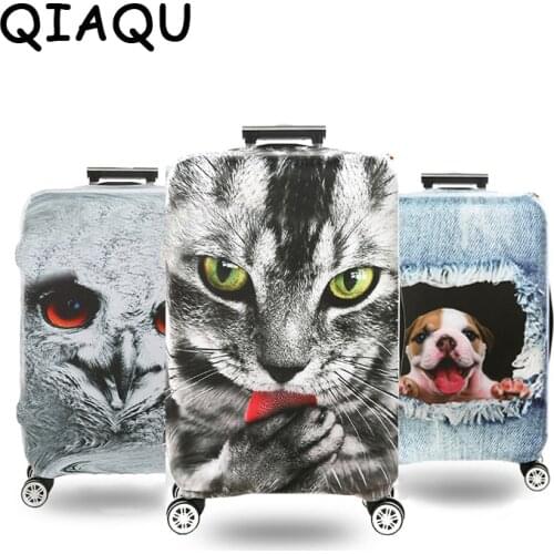 QIAQU 2017 3D pet pattern Suitcase Cover Luggage Cover Protector Cover High Stretch Protection Dust-Proof Cover On Suitcase