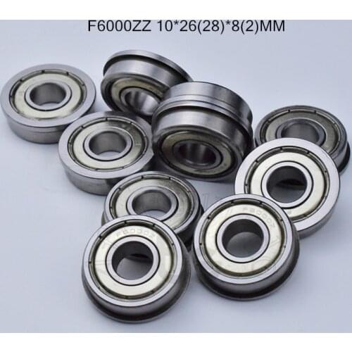 F6000ZZ 10*26(28)*8(2)MM 10pieces bearing Flange bearings 6000 F6000Z F6000ZZ chrome steel deep groove bearing free shipping
