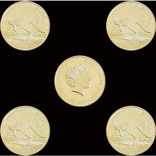 5PCS 2015 Australia Kangaroo 1ZO Gold Commemorative Elizabeth II Collection Coins