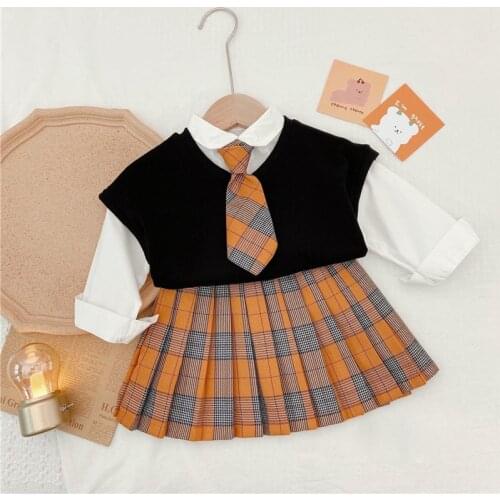 3pcs Girls Clothing Suit Sets Spring Winter Fashion Casual Top and Pants Suit 2-7Y Sollid Fashion Children Kids Outfits