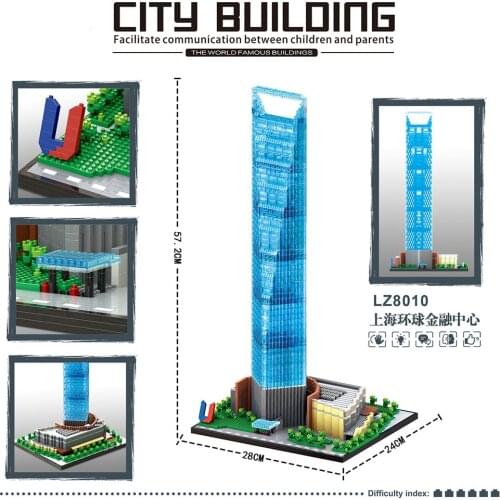 Micro Blocks Building Set Shanghai Financial Center China Modern Architecture Model Puzzles Toy for Adults Kids Holiday Gifts