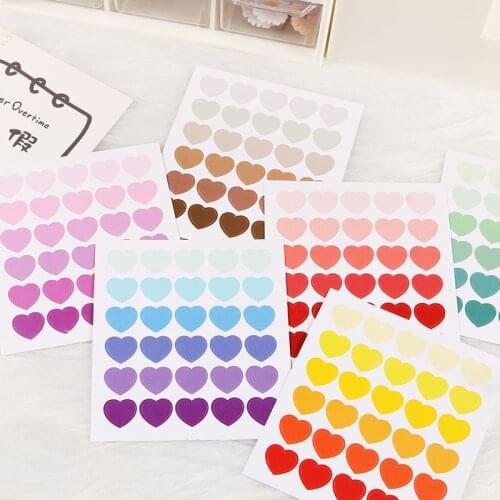 Korea Ins Color Heart-shaped Sticker Notes Diary Album DIY Scrapbooking Mobile Notebook Seal Decorative Stickers