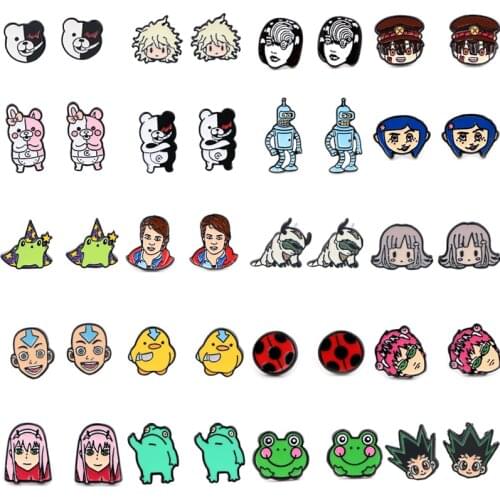 MD892 DMLSKY Anime Pierce Stud Earring Enamel Earrings Pendant for Kids Girls Cute Jewelry