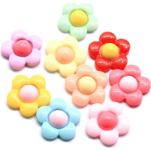 Cute Spring Flower Resin Cabochon 20mm Flatback Kawaii Floral Beads Charms Ornament Accessories Girl Hair Jewelry